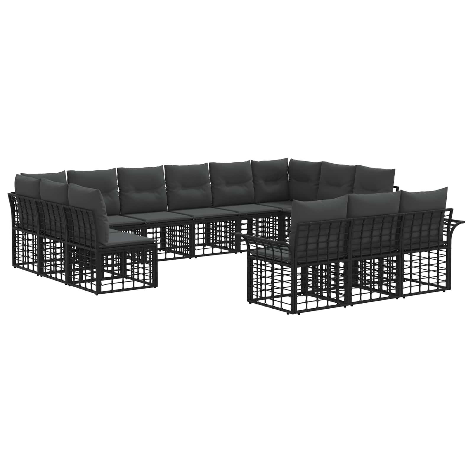 vidaXL Buiten bankenset 13 pcs Zwart en Donkergrijs Polyester