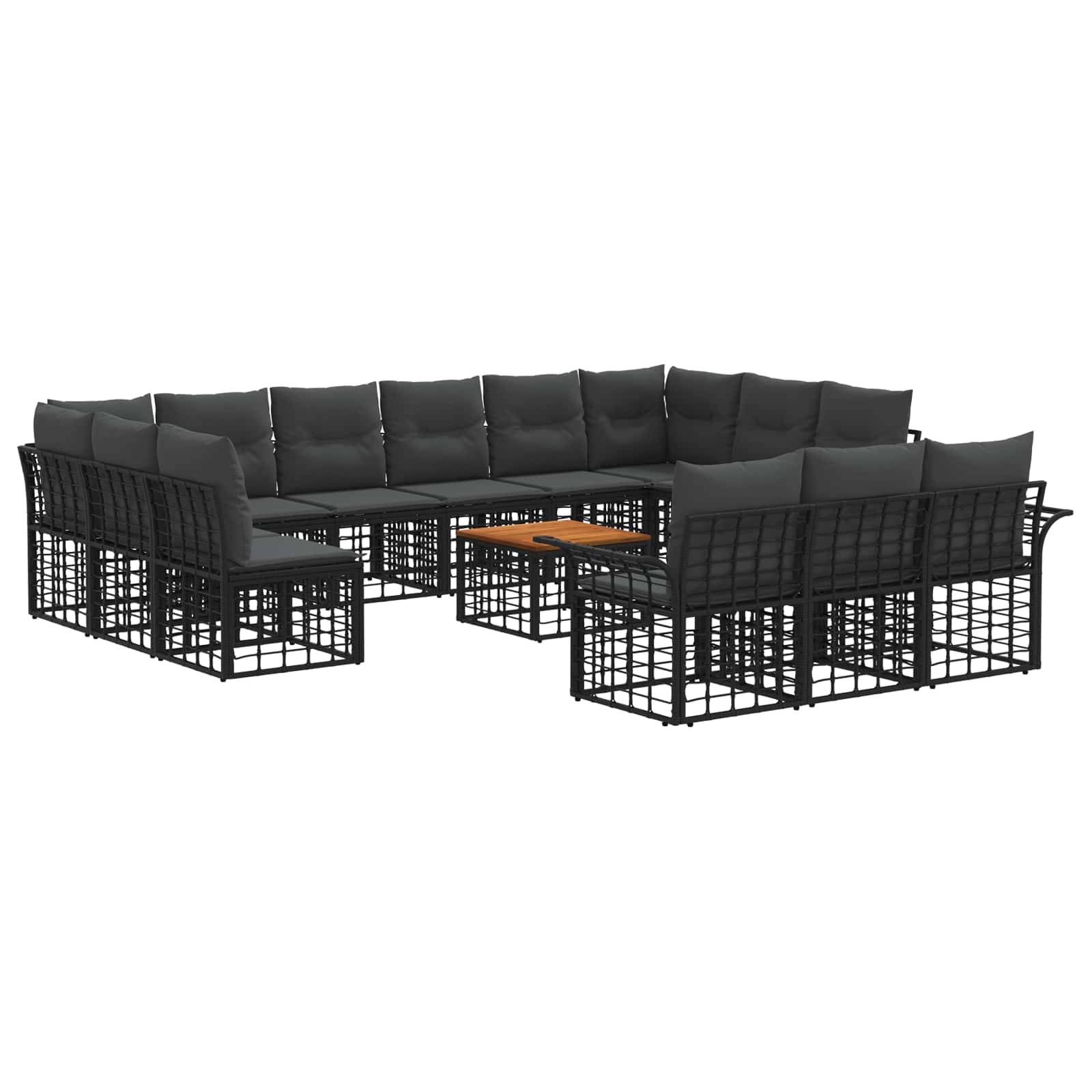 vidaXL Buiten bankenset 13 pcs Zwart en Donkergrijs Polyester
