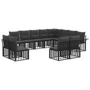 vidaXL Buiten bankenset 12 pcs Zwart en Donkergrijs Polyester