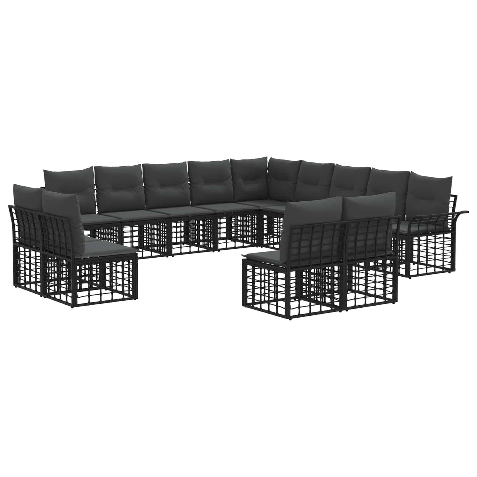 vidaXL Buiten bankenset 13 pcs Zwart en Donkergrijs Polyester