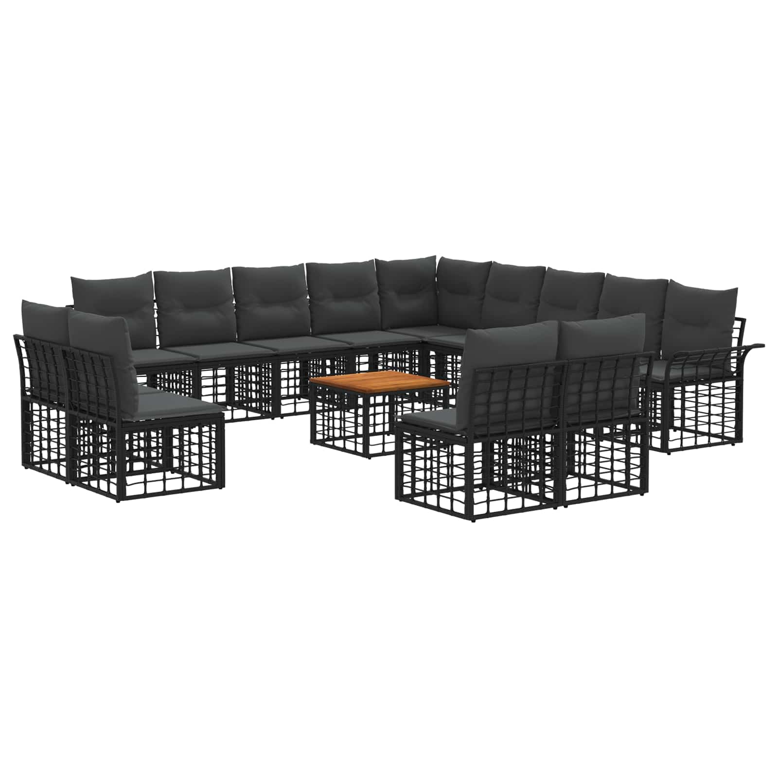 vidaXL Buiten bankenset 13 pcs Zwart en Donkergrijs Polyester