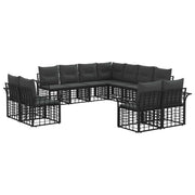vidaXL Buiten bankenset 11 pcs Zwart en Donkergrijs Polyester