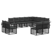 vidaXL Buiten bankenset 12 pcs Zwart en Donkergrijs Polyester
