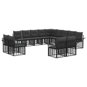 vidaXL Buiten bankenset 13 pcs Zwart en Donkergrijs Polyester