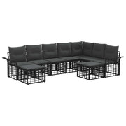 vidaXL Buiten bankenset 9 pcs Zwart en Donkergrijs Polyester