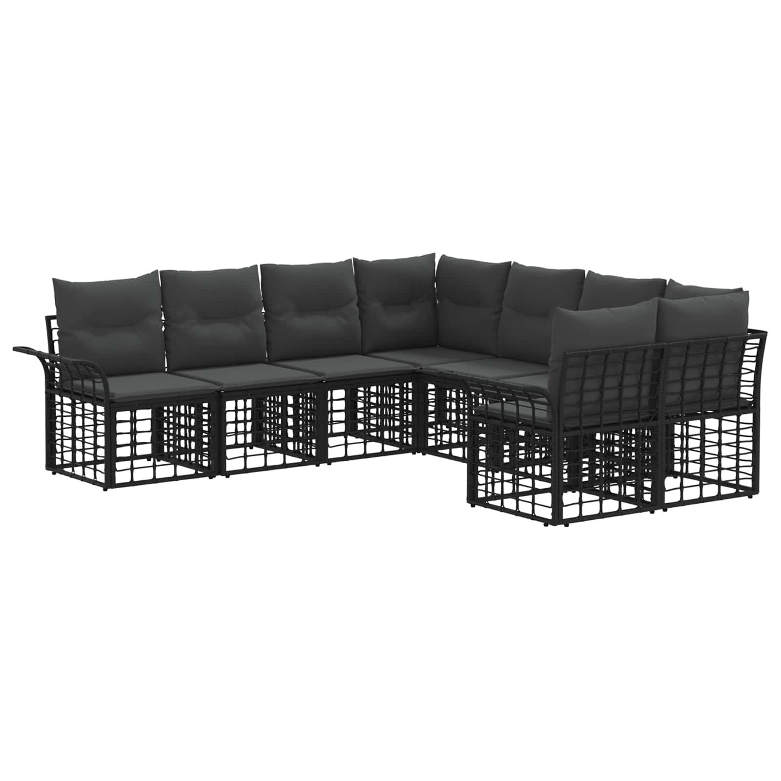 vidaXL Buiten bankenset 8 pcs Zwart en Donkergrijs Polyester