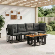 vidaXL Tuinbankenset 5 st Zwart en Donkergrijs poly rattan