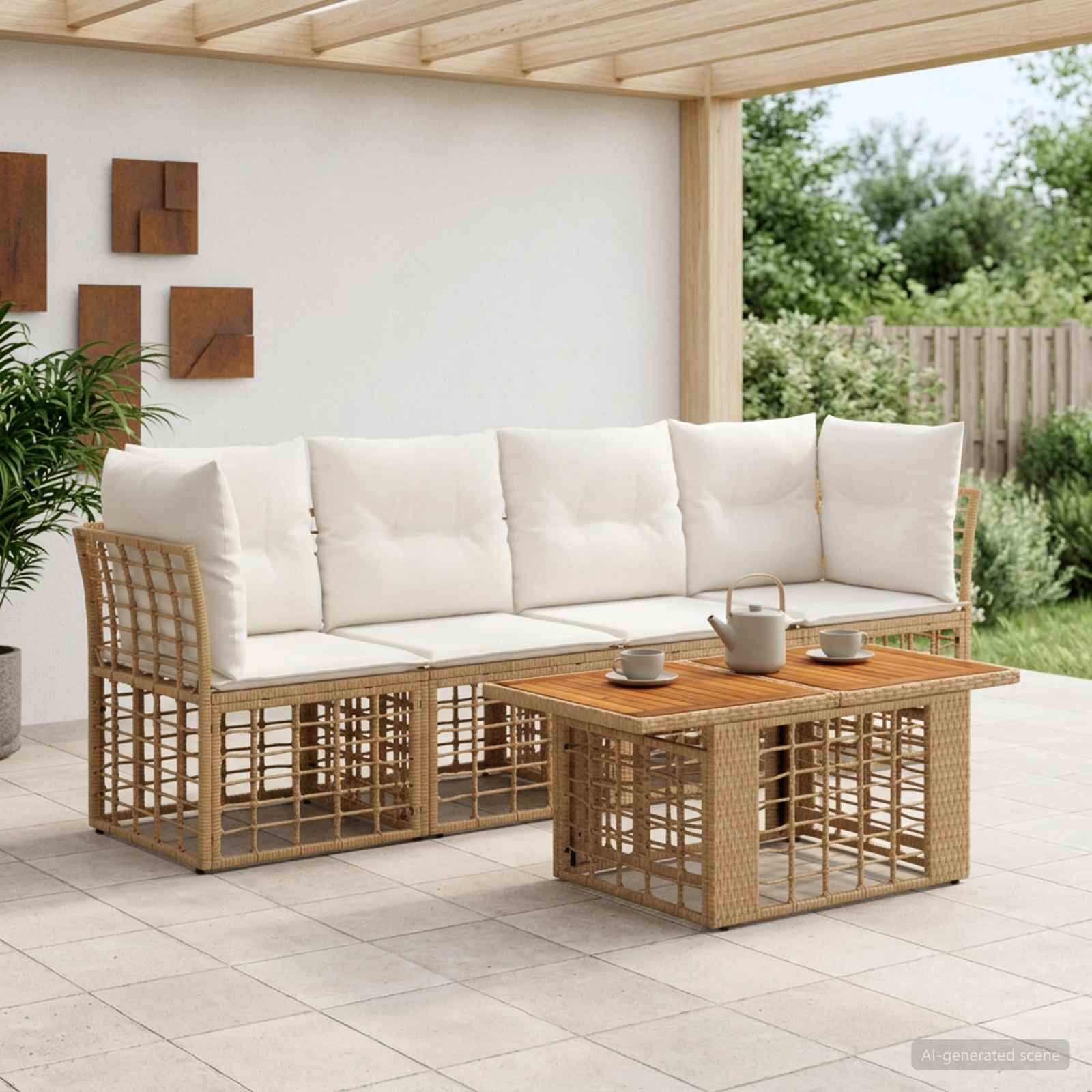 vidaXL Tuinbankenset 5 st Zwart en Donkergrijs poly rattan