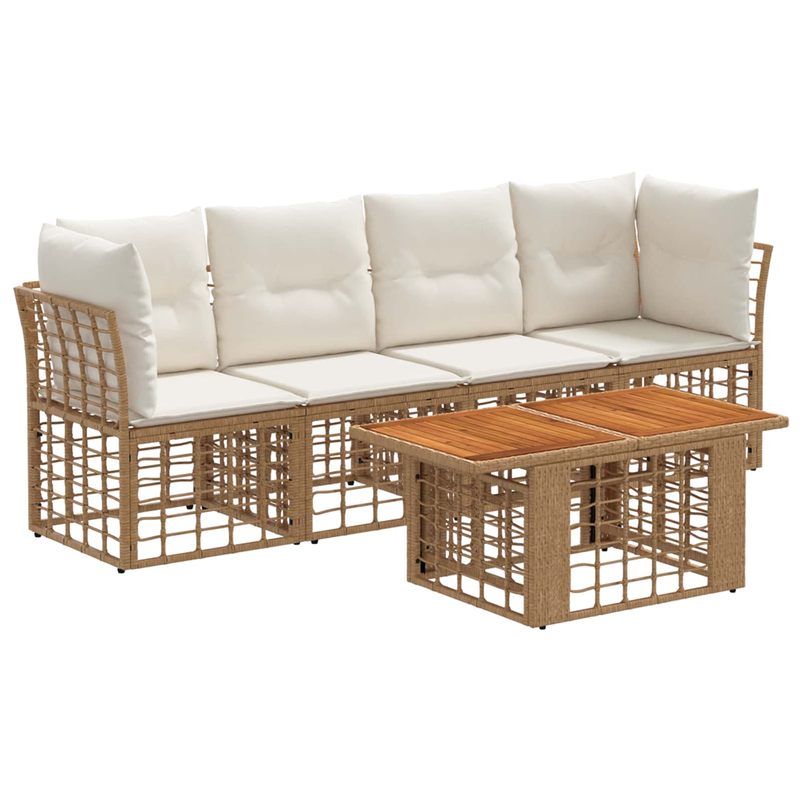 vidaXL Tuinbankenset 5 st Zwart en Donkergrijs poly rattan