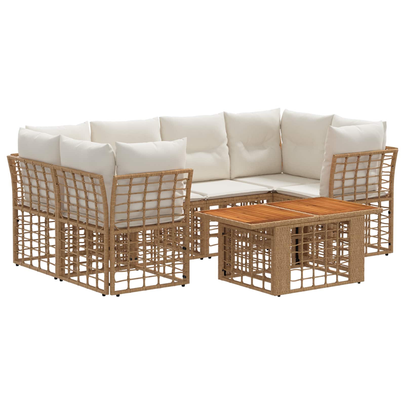 vidaXL Tuinbankenset 7 st Zwart en Donkergrijs poly rattan