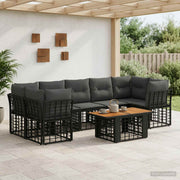 vidaXL Tuinbankenset 8 st Zwart en Donkergrijs poly rattan