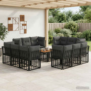 vidaXL Tuinbankenset 13 st Zwart en Donkergrijs poly rattan
