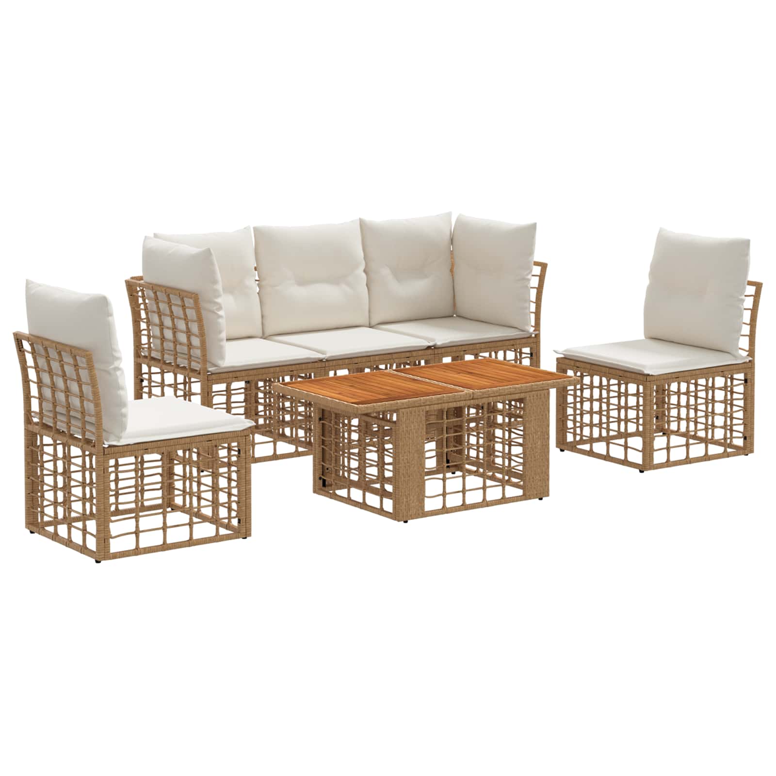 vidaXL Tuinbankenset 6 st Zwart en Donkergrijs poly rattan