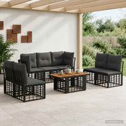 vidaXL Tuinbankenset 8 st Zwart en Donkergrijs poly rattan