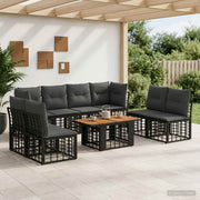 vidaXL Tuinbankenset 9 st Zwart en Donkergrijs poly rattan