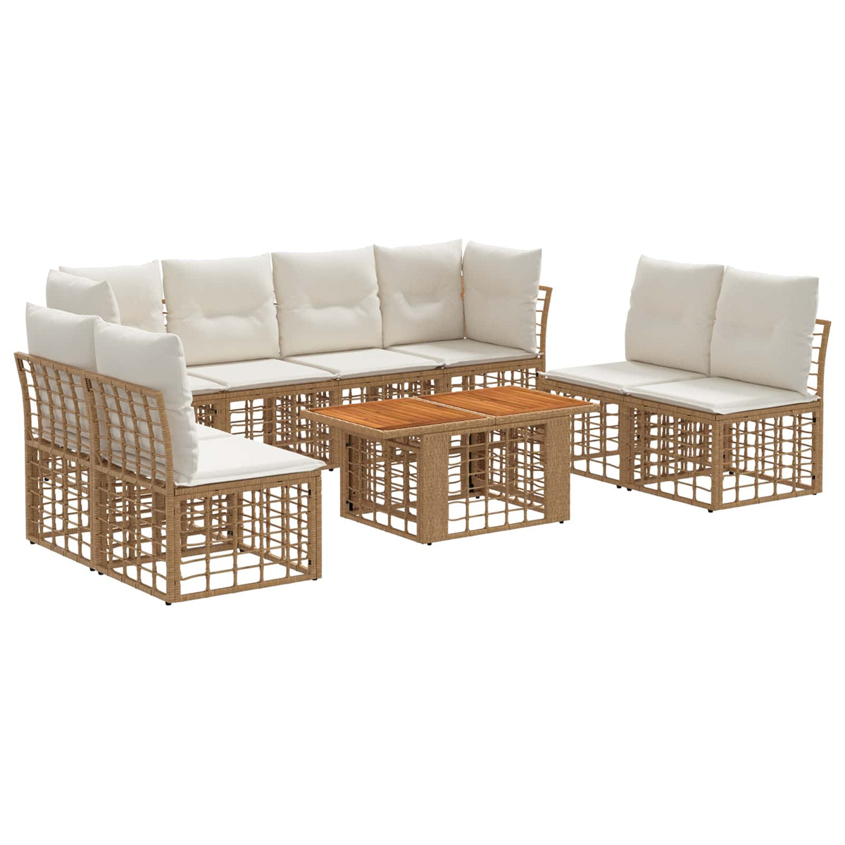 vidaXL Tuinbankenset 9 st Zwart en Donkergrijs poly rattan
