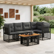 vidaXL Tuinbankenset 6 st Zwart en Donkergrijs poly rattan