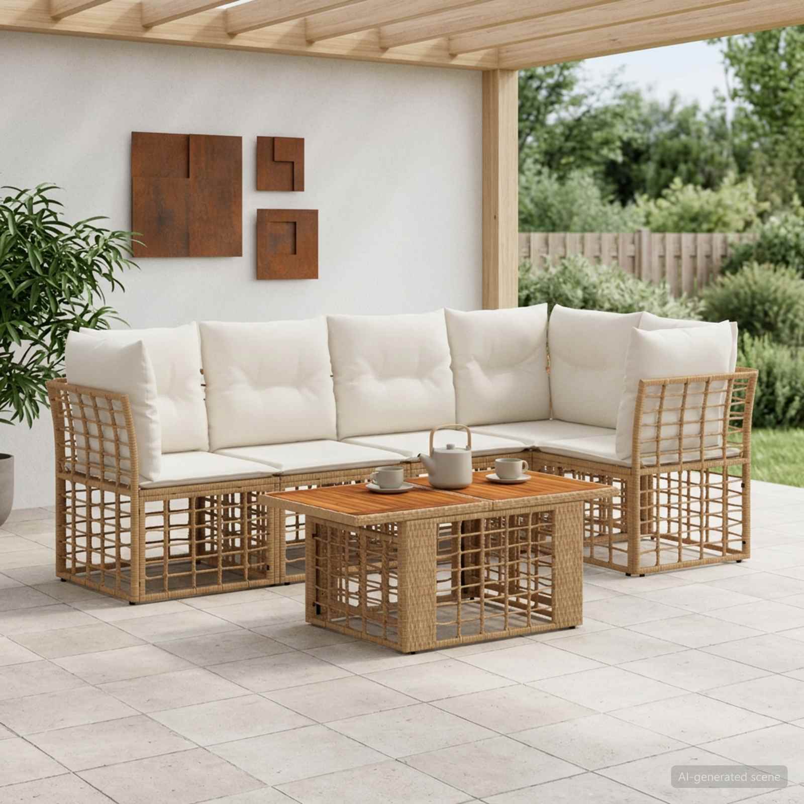 vidaXL Tuinbankenset 6 st Zwart en Donkergrijs poly rattan