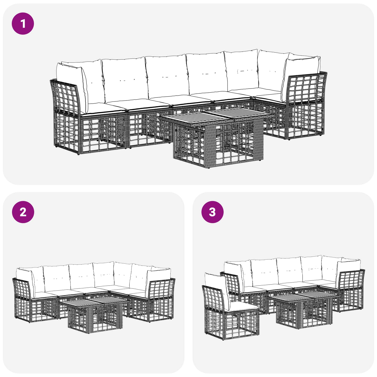 vidaXL Tuinbankenset 6 st Zwart en Donkergrijs poly rattan