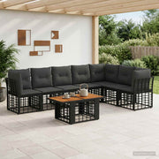 vidaXL Tuinbankenset 8 st Zwart en Donkergrijs poly rattan