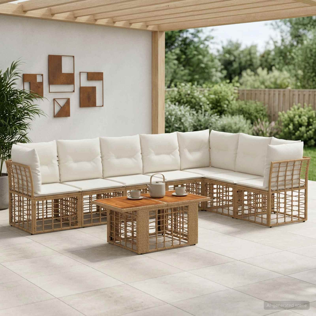 vidaXL Tuinbankenset 8 st Zwart en Donkergrijs poly rattan