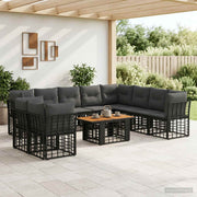 vidaXL Tuinbankenset 11 st Zwart en Donkergrijs poly rattan