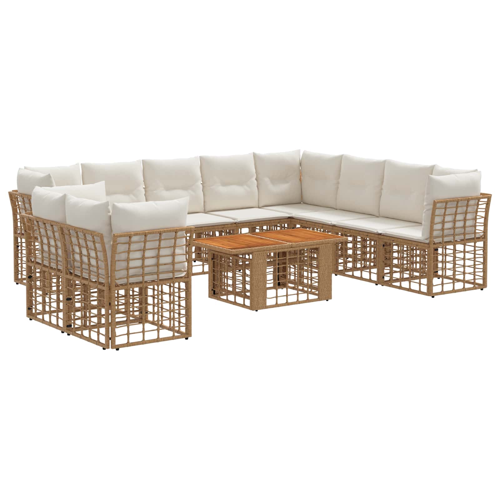 vidaXL Tuinbankenset 11 st Zwart en Donkergrijs poly rattan