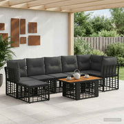 vidaXL Tuinbankenset 8 st Zwart en Donkergrijs poly rattan