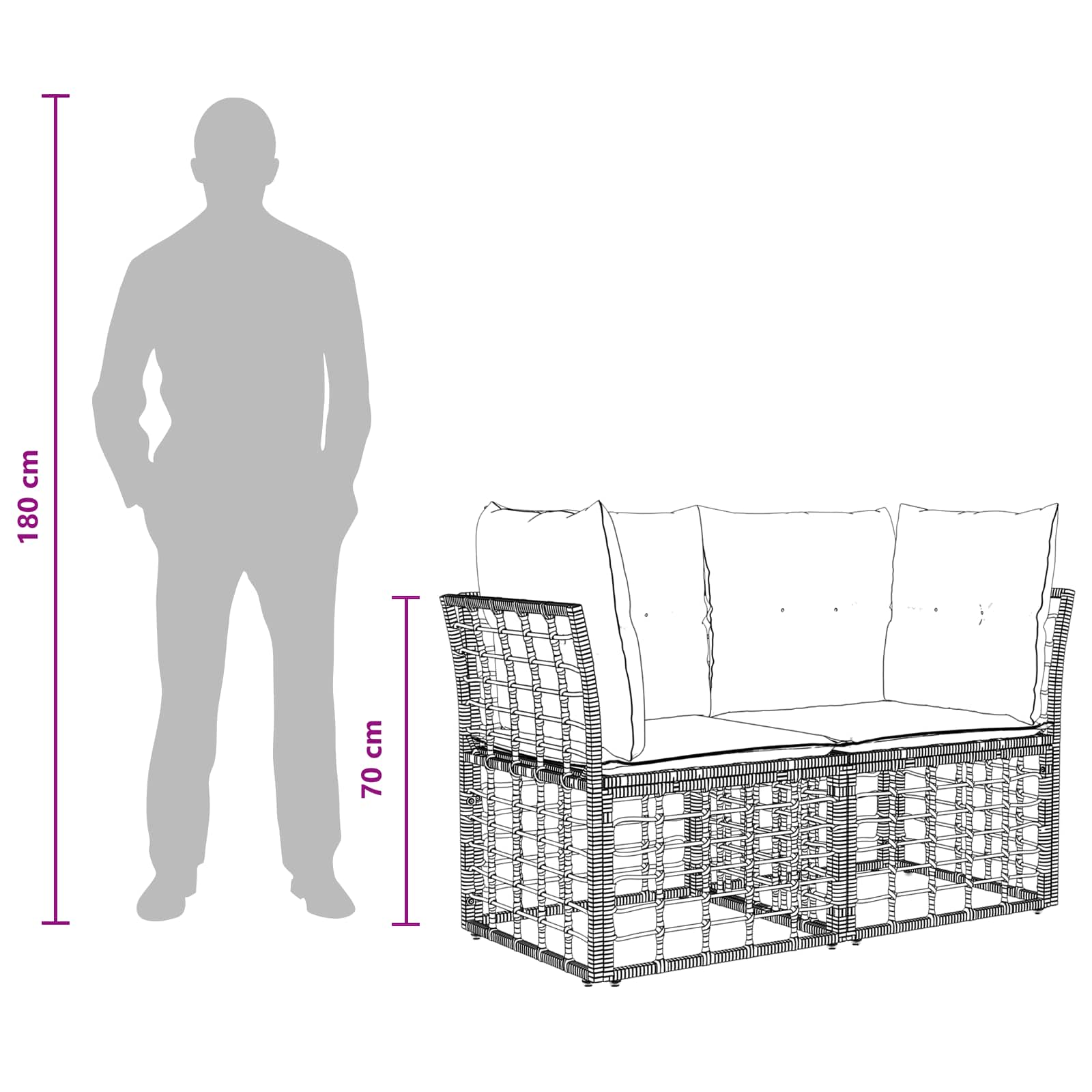 vidaXL Tuinbankenset 8 st Zwart en Donkergrijs poly rattan