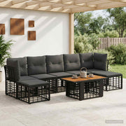 vidaXL Tuinbankenset 8 st Zwart en Donkergrijs poly rattan
