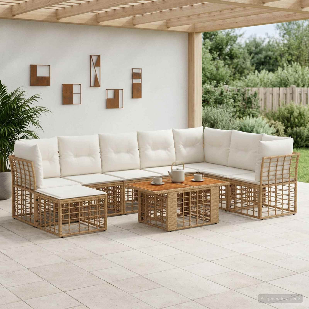 vidaXL Tuinbankenset 9 st Zwart en Donkergrijs poly rattan