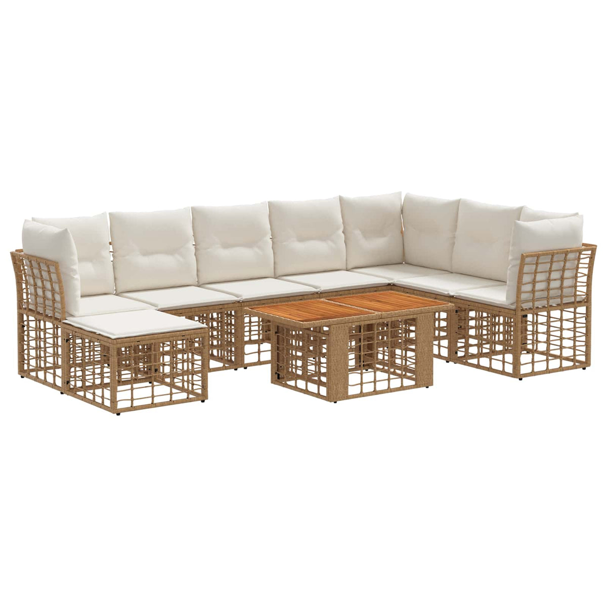 vidaXL Tuinbankenset 9 st Zwart en Donkergrijs poly rattan