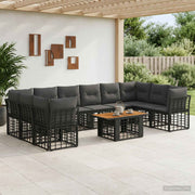 vidaXL Tuinbankenset 11 st Zwart en Donkergrijs poly rattan