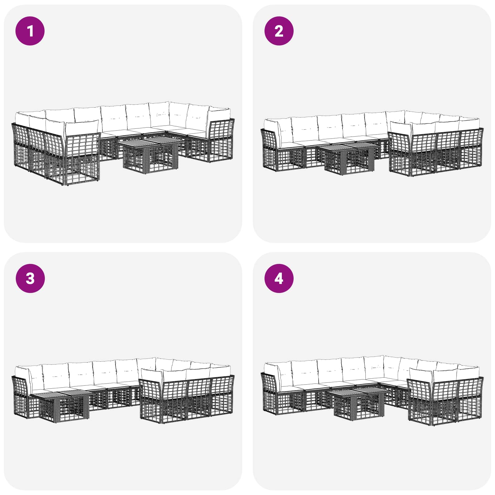 vidaXL Tuinbankenset 11 st Zwart en Donkergrijs poly rattan