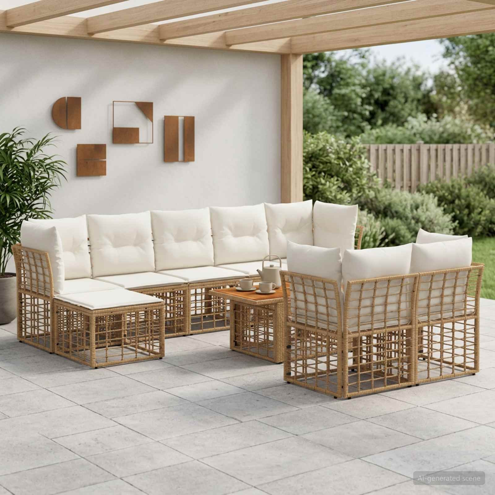 vidaXL Tuinbankenset 10 st Zwart en Donkergrijs poly rattan