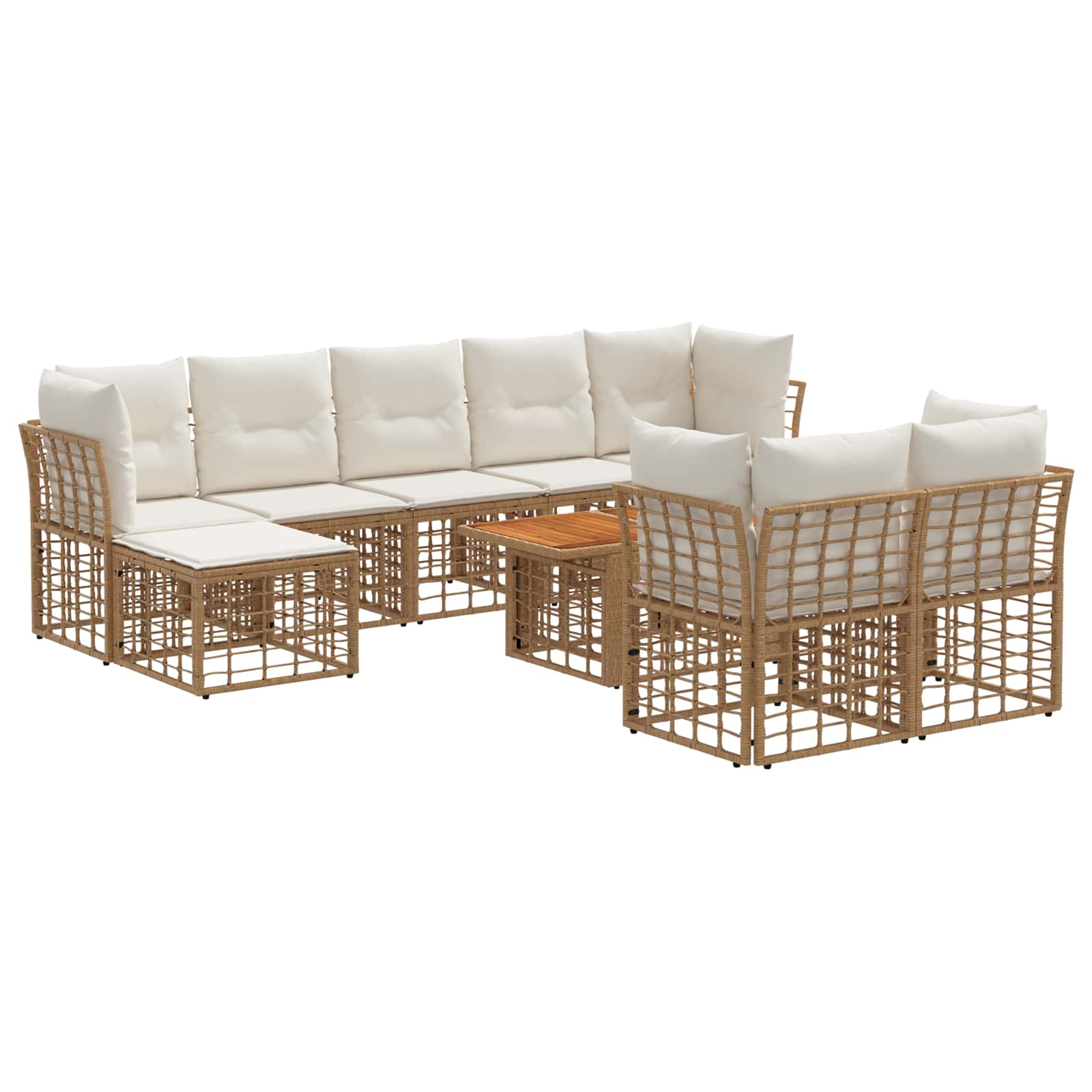 vidaXL Tuinbankenset 10 st Zwart en Donkergrijs poly rattan