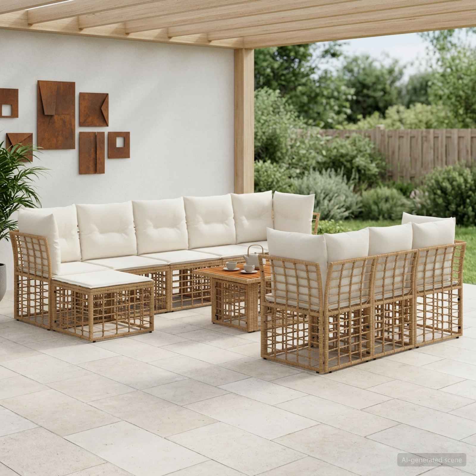 vidaXL Tuinbankenset 11 st Zwart en Donkergrijs poly rattan