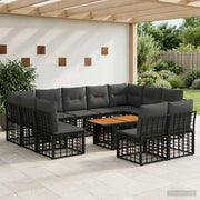 vidaXL Tuinbankenset 12 st Zwart en Donkergrijs poly rattan