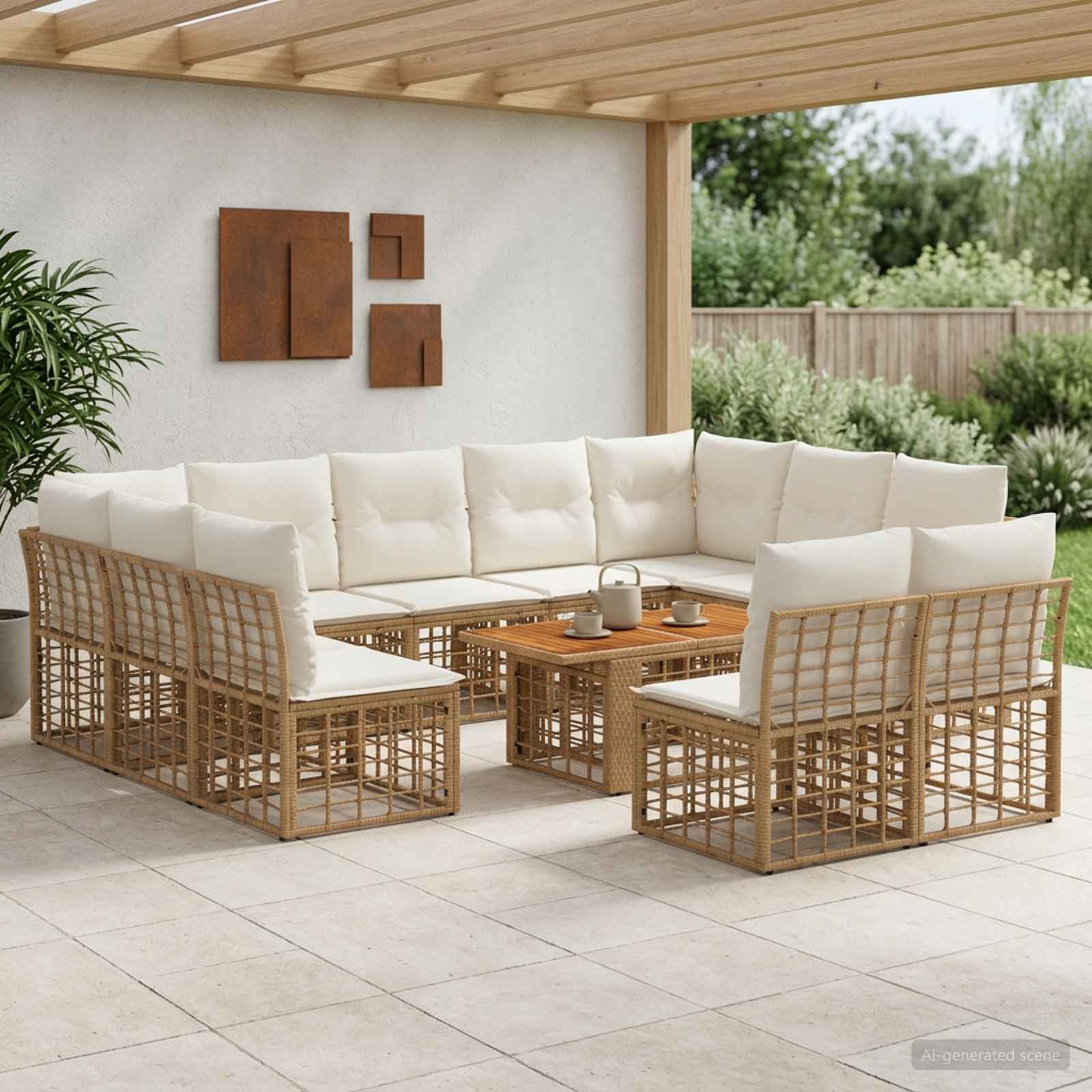 vidaXL Tuinbankenset 12 st Zwart en Donkergrijs poly rattan