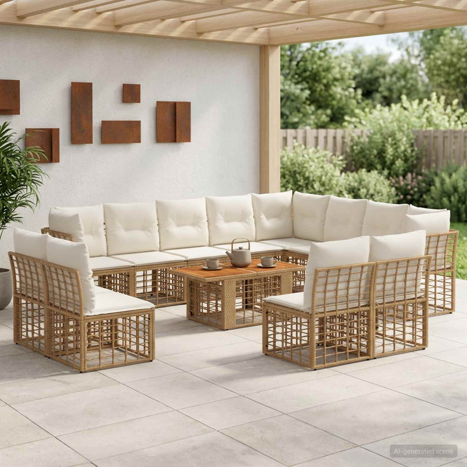 vidaXL Tuinbankenset 13 st Zwart en Donkergrijs poly rattan