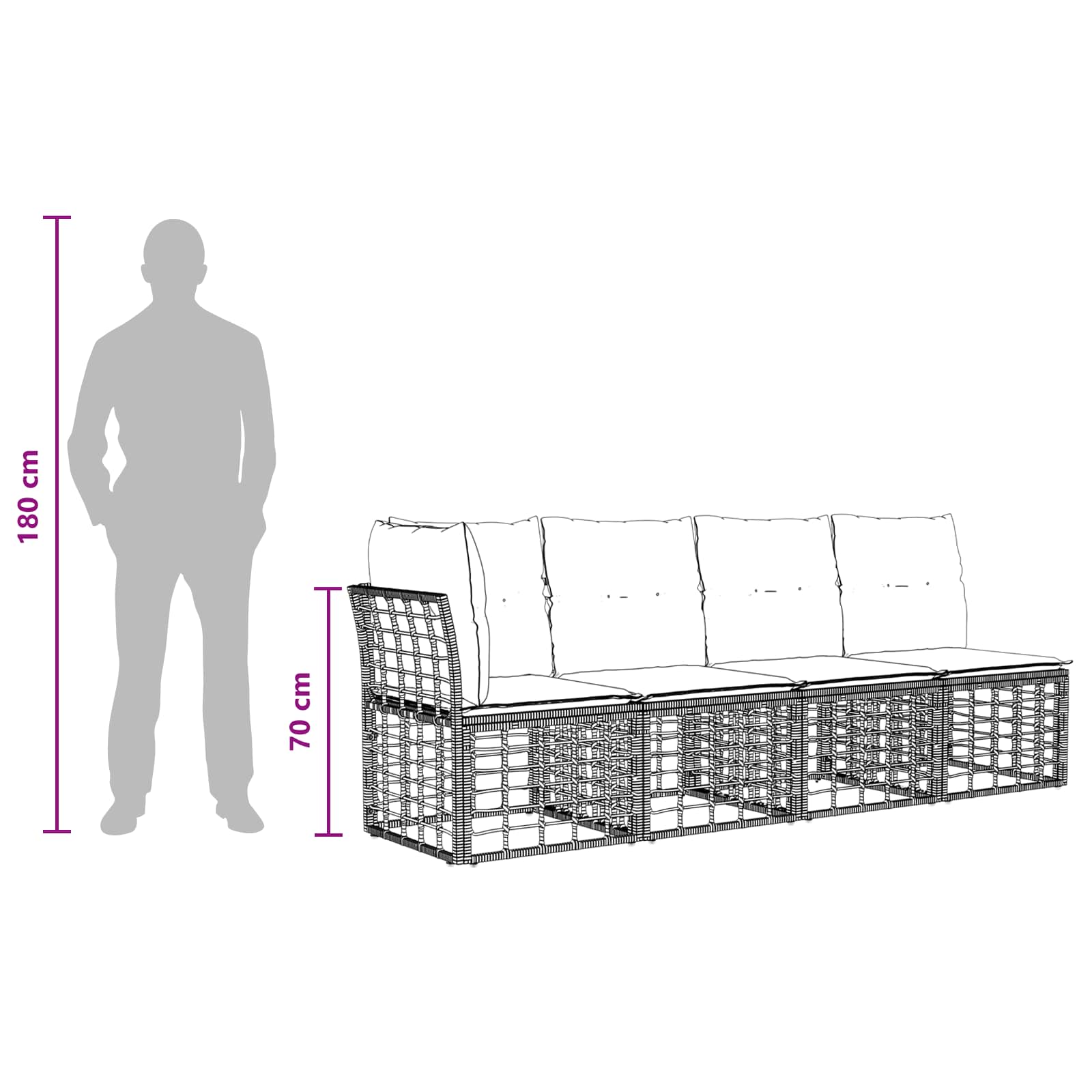 vidaXL Tuinbankenset 14 st Zwart en Donkergrijs poly rattan