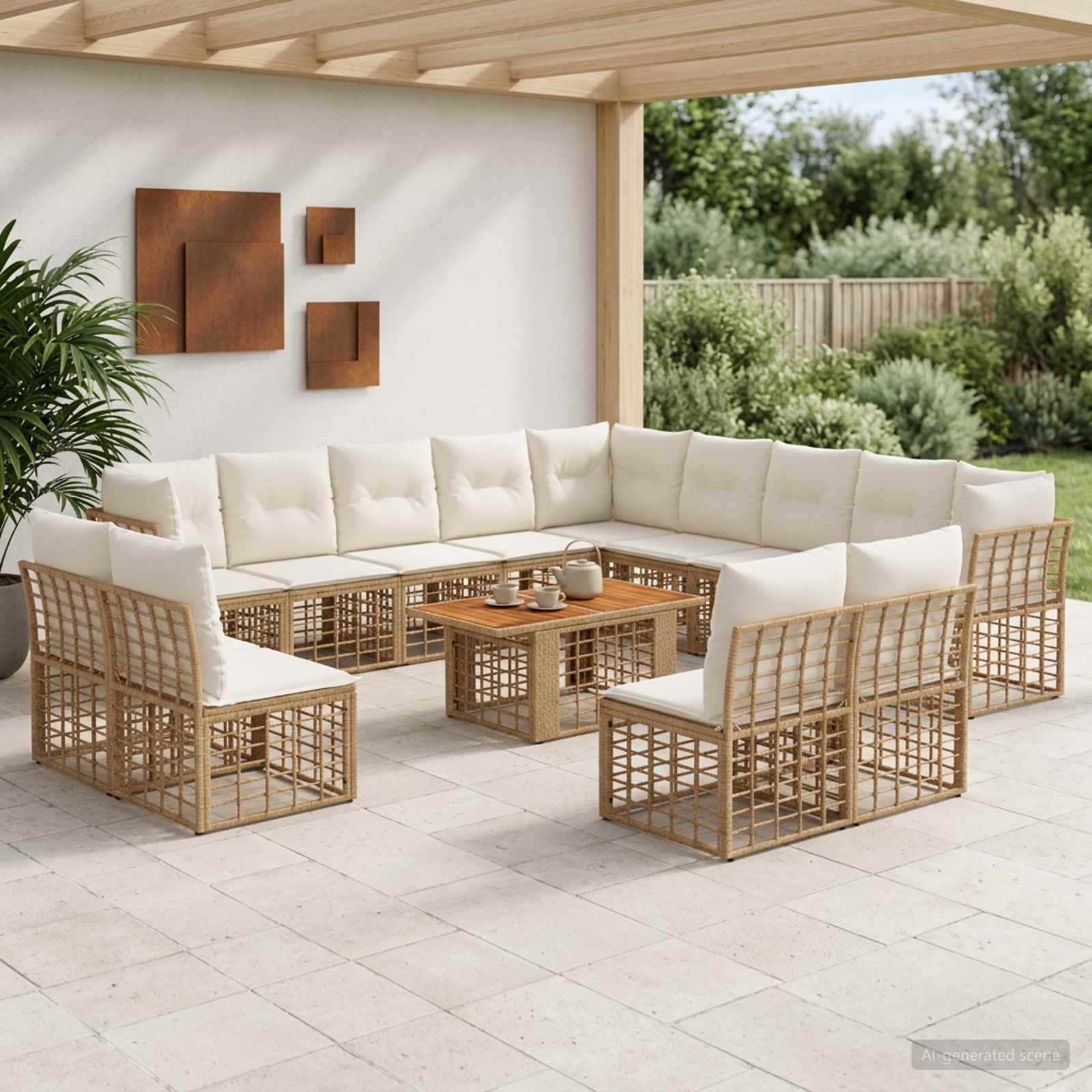 vidaXL Tuinbankenset 14 st Zwart en Donkergrijs poly rattan