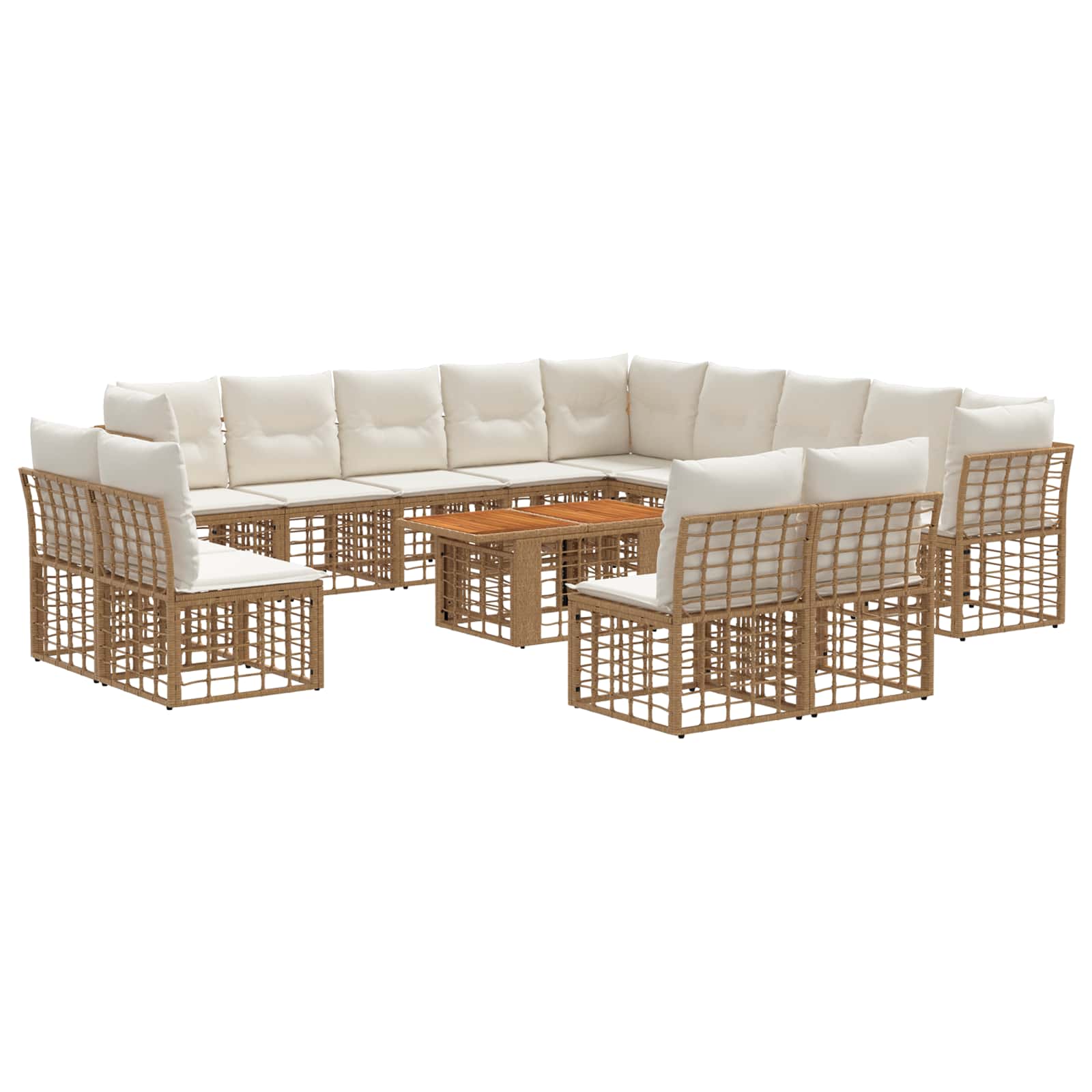 vidaXL Tuinbankenset 14 st Zwart en Donkergrijs poly rattan
