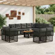vidaXL Tuinbankenset 13 st Zwart en Donkergrijs poly rattan