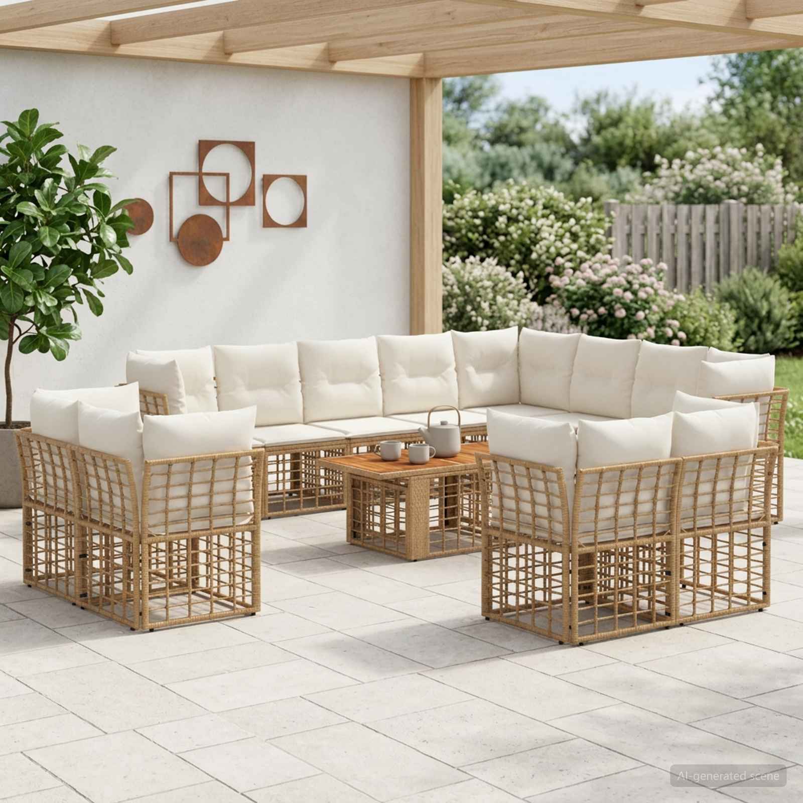 vidaXL Tuinbankenset 13 st Zwart en Donkergrijs poly rattan