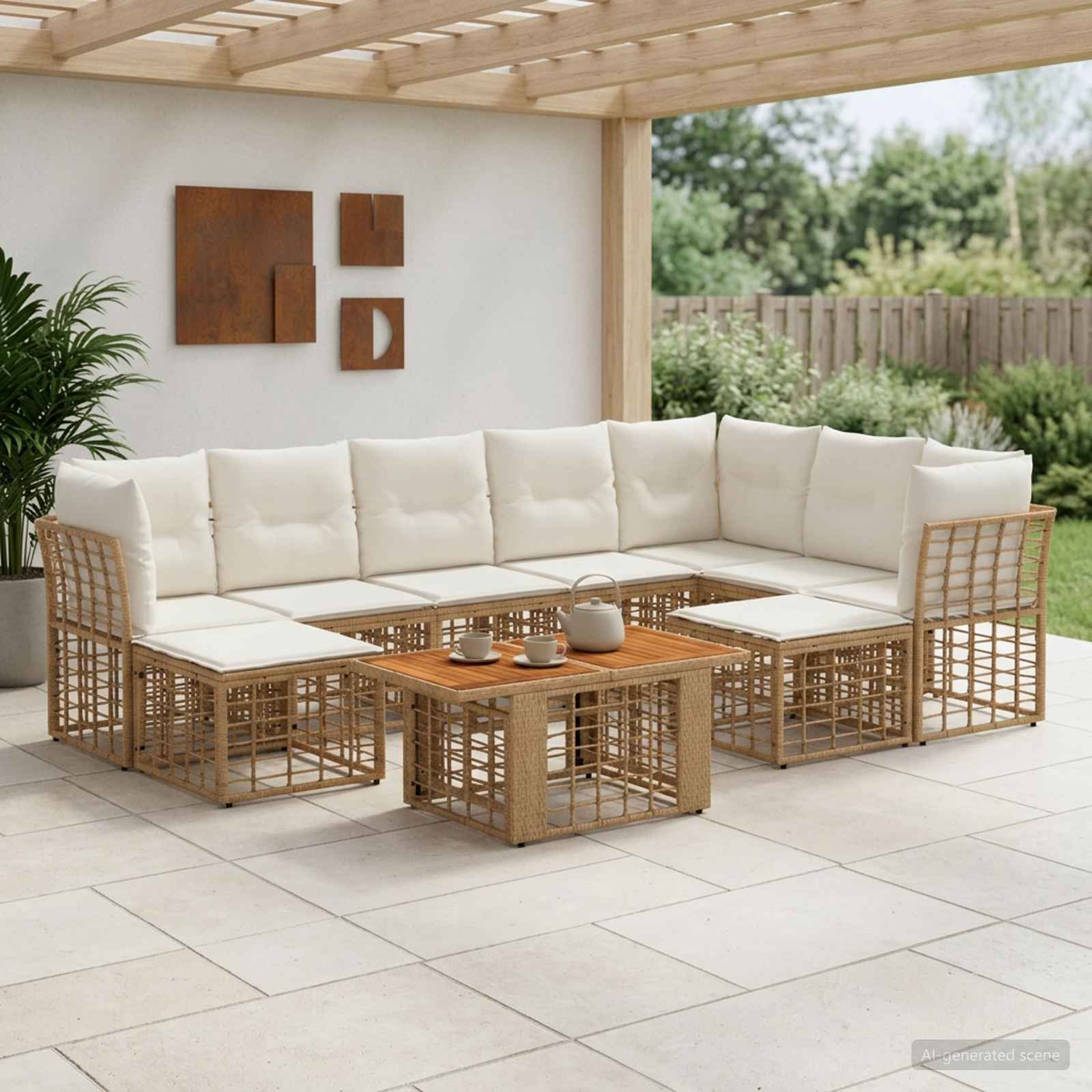 vidaXL Tuinbankenset 10 st Zwart en Donkergrijs poly rattan