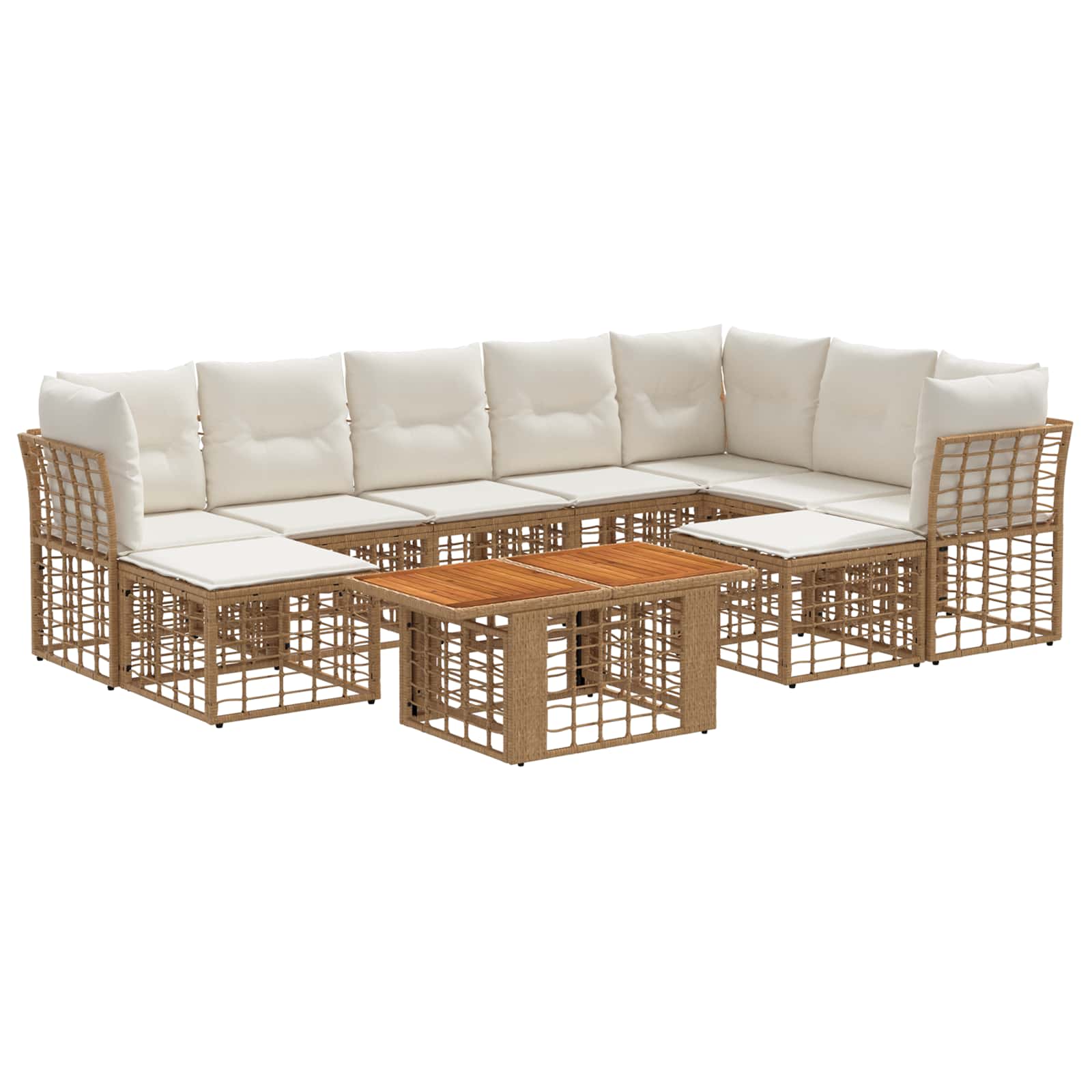 vidaXL Tuinbankenset 10 st Zwart en Donkergrijs poly rattan