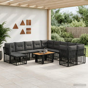 vidaXL Tuinbankenset 12 st Zwart en Donkergrijs poly rattan