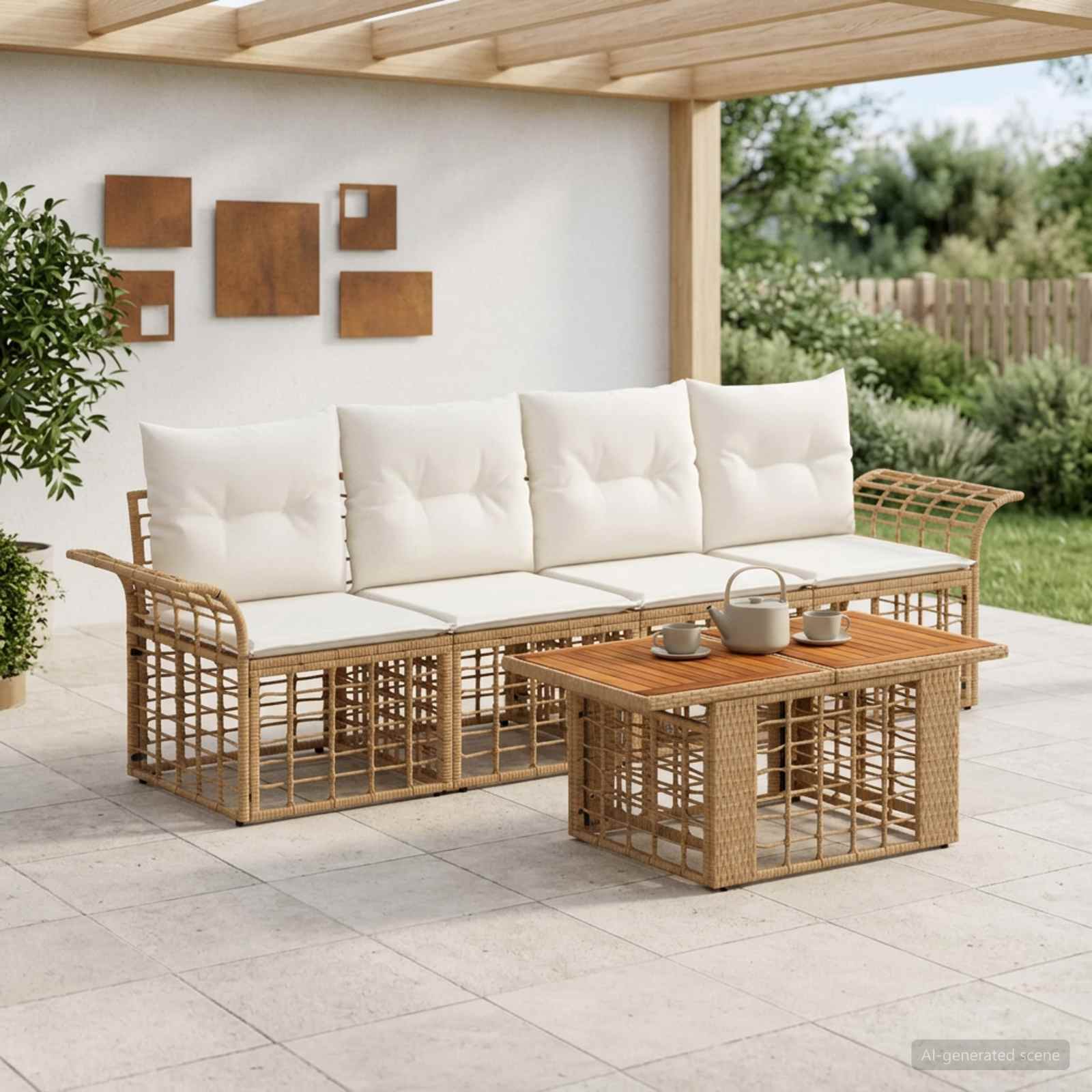 vidaXL Tuinbankenset 5 st Zwart en Donkergrijs poly rattan