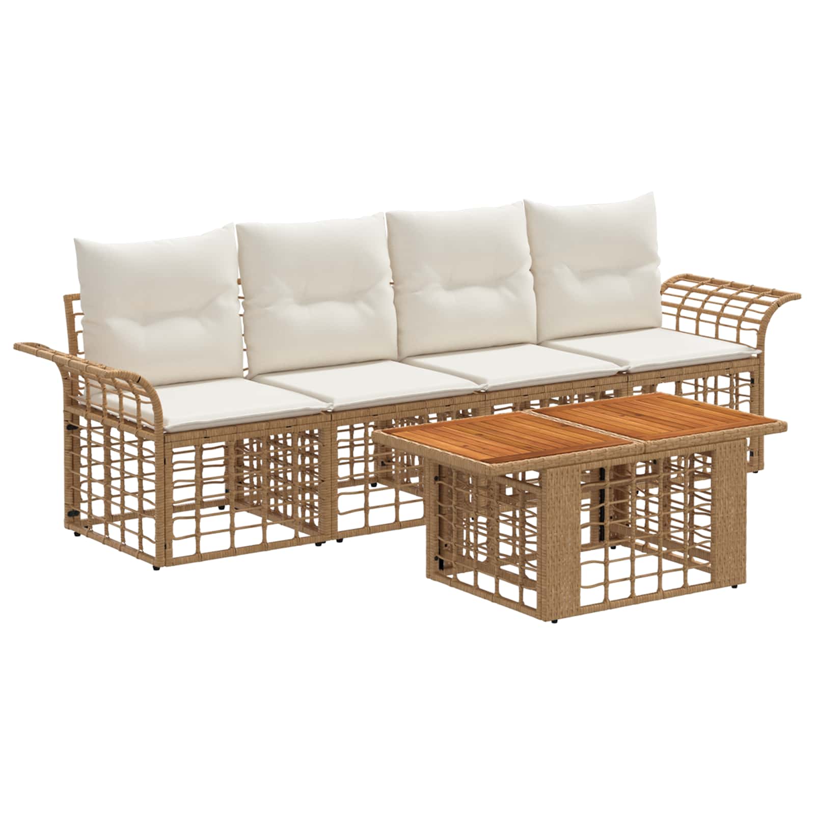 vidaXL Tuinbankenset 5 st Zwart en Donkergrijs poly rattan